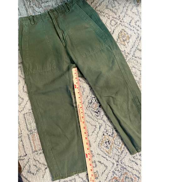 Nili Lotan 00 Slouchy Linen $380 Luna Pants Drop Crotch Cropped Army Green 0 2 4 - Picture 10 of 11